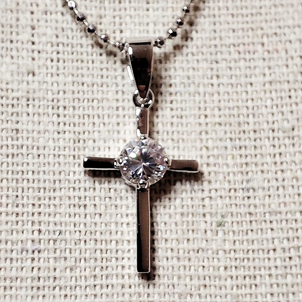 5 Holy Communion Cubic Zirconia Crosses Catholic Jewelry Petite Necklace NEW